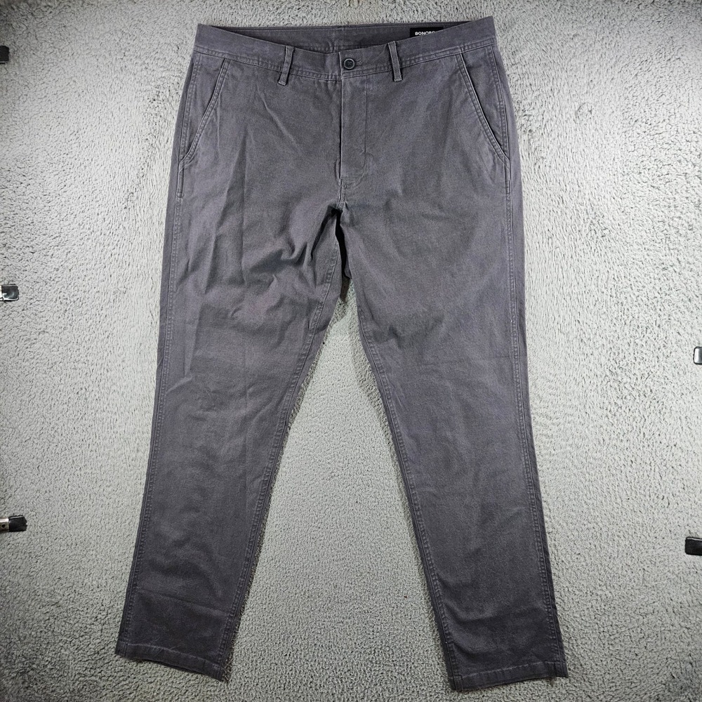 Bonobos‎ Mens Athletic Fit Chino Pants Gray Organic Cotton Stretch 35x32